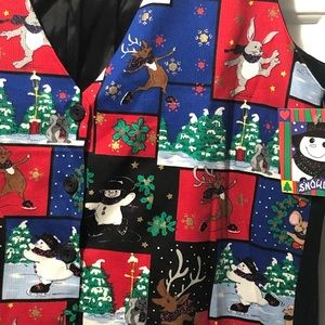 Christmas Holiday vest reindeer snowman blocks L